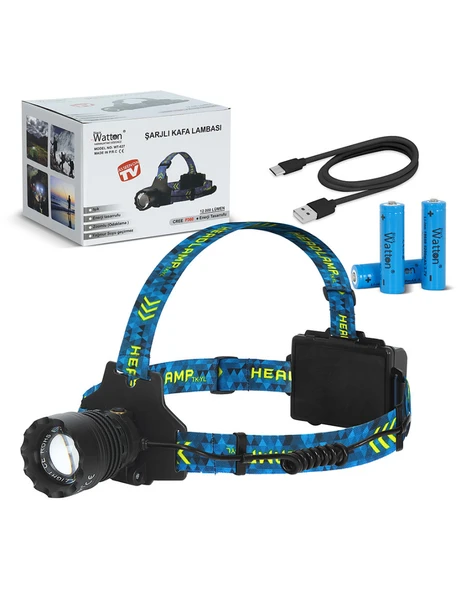 WATTON WT-627 CREE P360 - 12,000 Lümen Şarjlı Kafa Feneri - 1