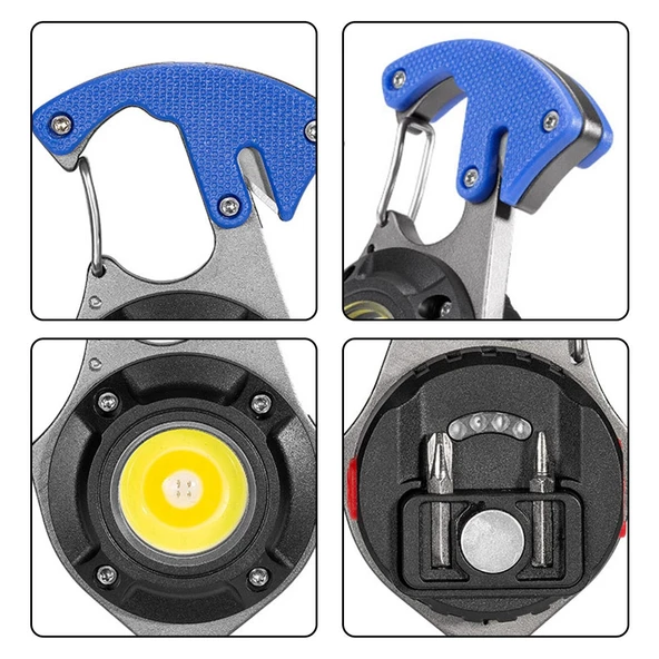 Wison WS-5050 Çok Fonksiyonlu Tornavida Düdük Şişe Açacağı Ateş Yakıcı Mıknatıslı Type-C Şarjlı Anahtarlık Fener - Resim 2