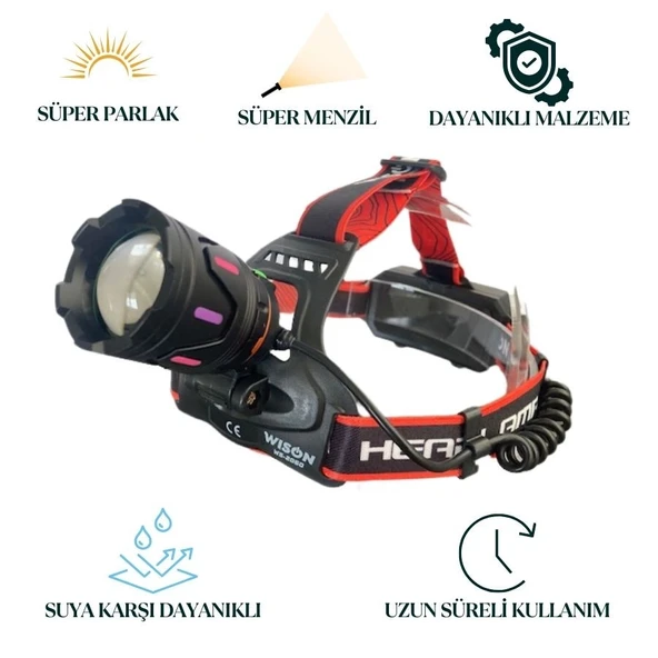 Wison WS-2060 25 Watt 1800 Lümen Profesyonel Şarjlı Kafa Feneri - 3
