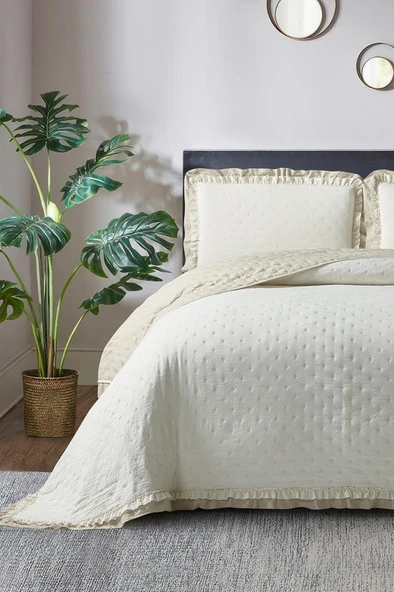 Lisbon Elyaf Dolgulu Çift Kişilik 240x260 Cm Yatak Örtüsü Bej ürün görseli