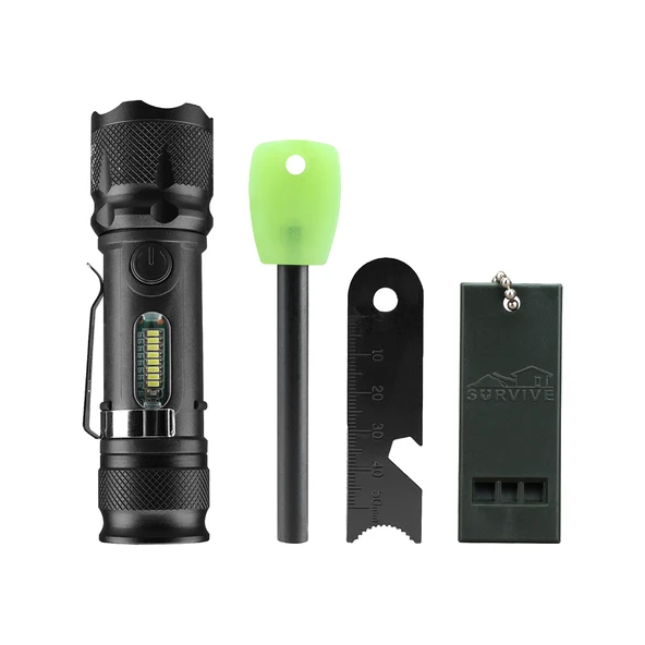 Fithome USB El Feneri Magnezyum Çubuğu Düdük Acil Durum Aparatı Kamp Seti ürün görseli 1