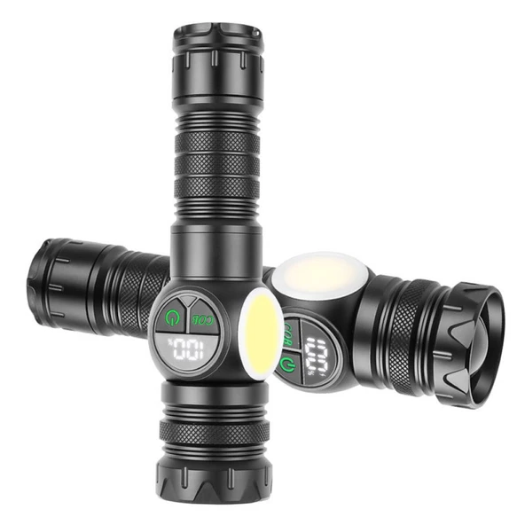 PeakStar PS-8745 Profesyonel Zoomlu 30W Powerbank Mıknatıslı Avcı Kamp Tamirci Feneri - Resim 2