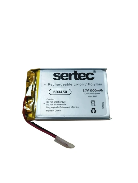 Sertec 503450 3.7V 1000 MAh Li-Polymer Pil (Devreli/1.5A) ürün görseli 1