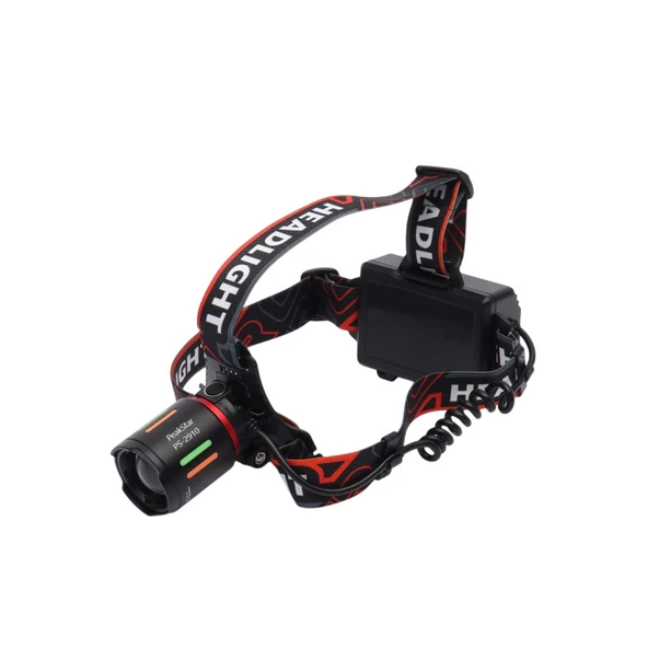 PeakStar PS-2910 Şarjlı Profesyonel Zoomlu Kamp Avcı Balıkçı Kafa Lambası Feneri - 1