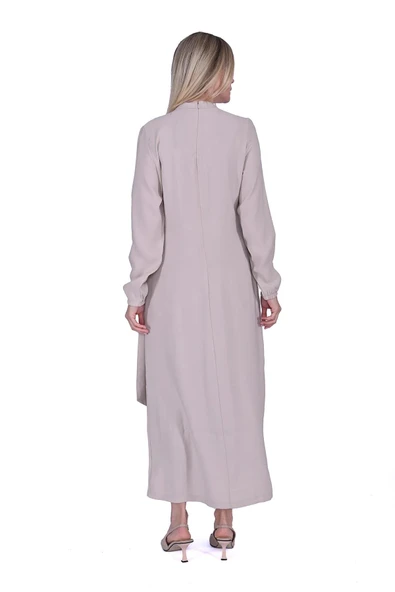 İNVEE MODAL ELBİSE KEMERLİ KREM 6958 - Resim 2