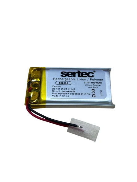 Sertec 602035 3.7V 400mAh Li-Polymer Pil (Devreli/1.5A) ürün görseli 1