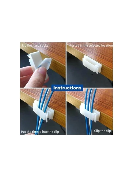 3B Trend Yapışkanlı Kablo Toplayıcı 8 Adet Masa Kablo Düzenleyici Klips Duvara Sabitleyici - Resim 2