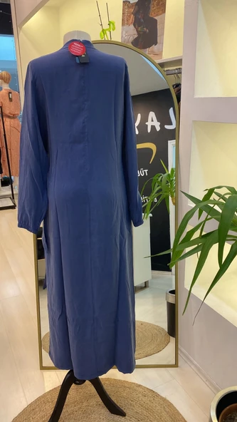 İNVEE MODAL ELBİSE KEMERLİ SAKS 6958 - 3