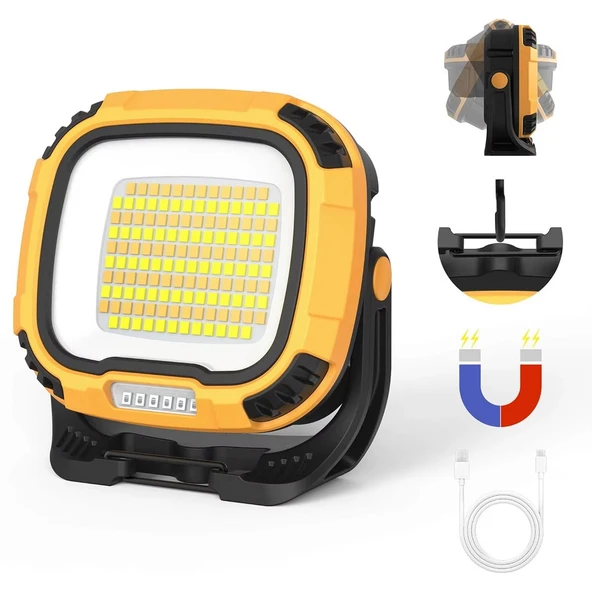 Wison WS-582 Powerbank Özellikli Tripod Bağlantılı Mıknatıslı 3500 Lümen USB Şarjlı Çalışma Feneri ürün görseli 1