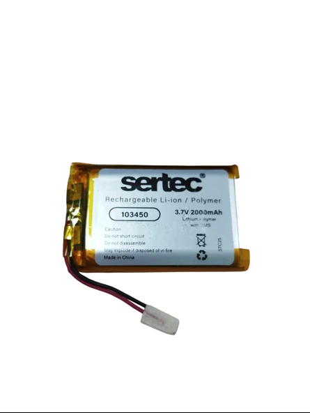 Sertec 103450 3.7V 2000 MAh Li-Polymer Pil (Devreli/1.5A) ürün görseli 1