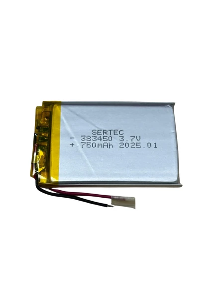 Sertec 383450 3.7V 750 MAh Li-Polymer Pil (Devreli/1.5A) ürün görseli 1