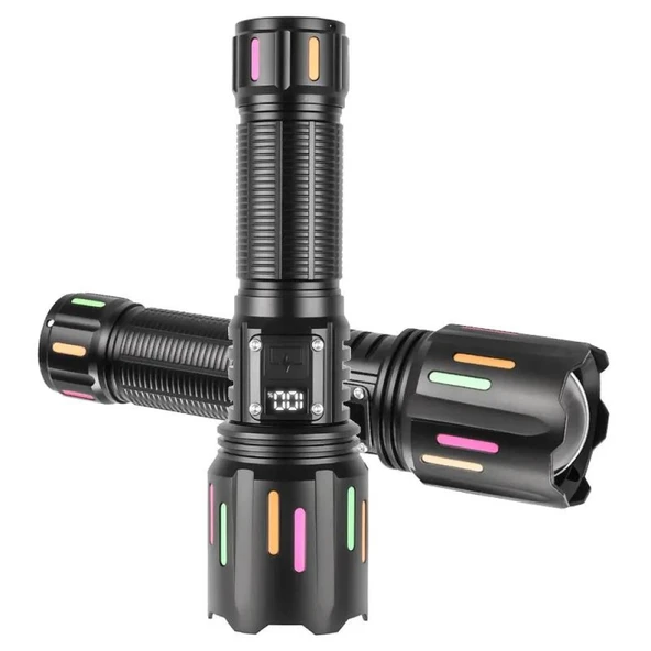 PeakStar PS-9954 30W Zoomlu Led Powerbank Özellikli Şarjlı Profesyonel El Feneri - Resim 5