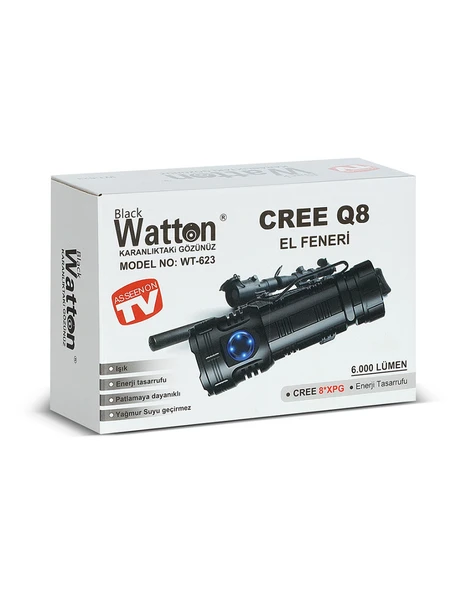 WATTON WT-623 CREE Q8- XPG 8+1 Led Şarjlı El Feneri - Resim 3