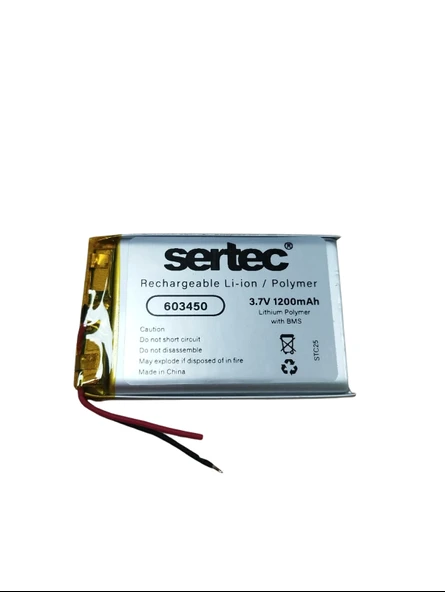 Sertec 603450 3.7V 1200 MAh Li-Polymer Pil (Devreli/1.5A) ürün görseli 1