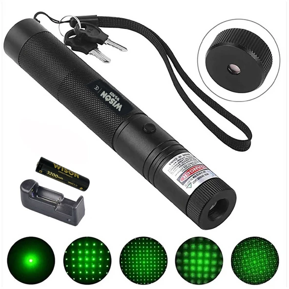 Wison WS-503 100MW Desen Başlıklı Şarjlı Yeşil Lazer Pointer ürün görseli 1