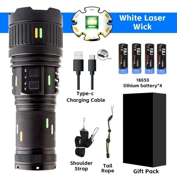 F.B.I Pro F-3001 Alüminyum TG LED Güç Göstergeli Type-C Şarjlı El Feneri - Resim 5