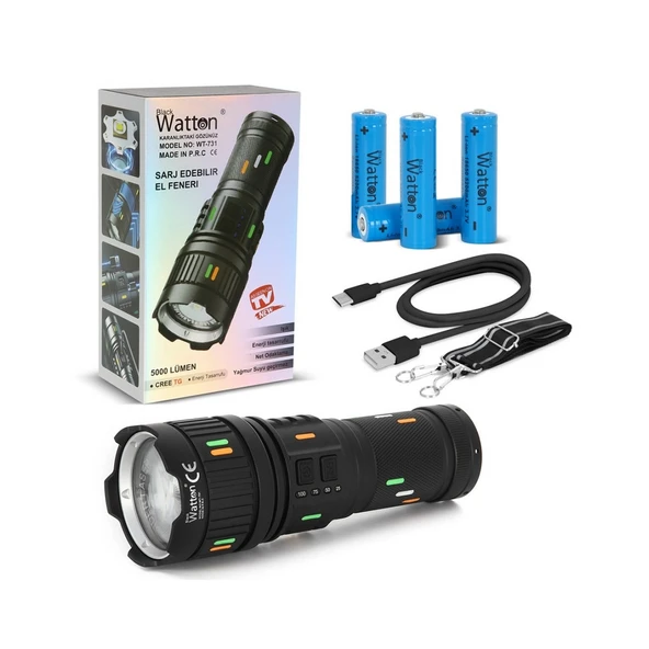 Watton WT-731 Cree TG LED 5000 Lümen Şarj Göstergeli El Feneri ürün görseli 1