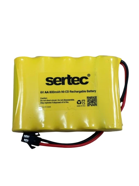 SERTEC 6V 5S1P AA 800 MAH KABLO + SİYAH KONNEKTÖRLÜ OYUNCAK PİLİ ürün görseli 1