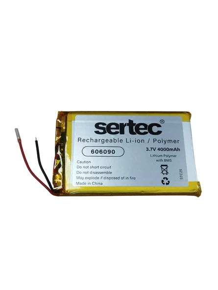 Sertec 606090 3.7V 4000mAh Li-Polymer Pil (Devreli/1.5A) ürün görseli 1