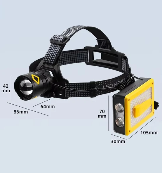 F.B.I Pro F-3003 Alüminyum PM10-TG LED Type-C Powerbank ve Solar Şarjlı Kamp Kafa Feneri - 4