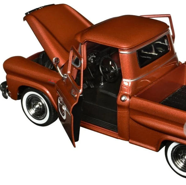 Motor Max Koleksiyon 1 / 24 Ölçek 1958 GMC 100 Pickup Model Metal Araba Kırmızı - Resim 5