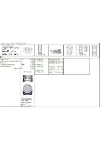 Opel Motor Segman 16sv C16nz 1.6 8v Kadett E Vectra A Astra F 80.00mm 100 (1.2x1.5x3.0) - Akd 222-3538-100 ürün görseli