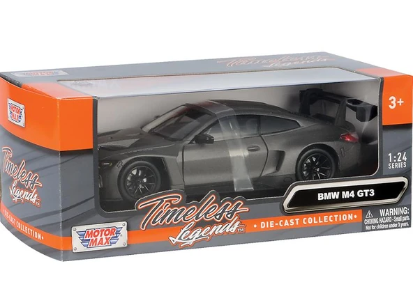 Motor Max Koleksiyon 1 / 24 Ölçek Bmw M4 GT3 Gri Model Metal Araba - Resim 3