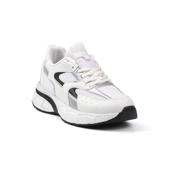 Kadın Beyaz Siyah Sneaker Günlük Ortopedik Spor Ayakkabı - Resim 2