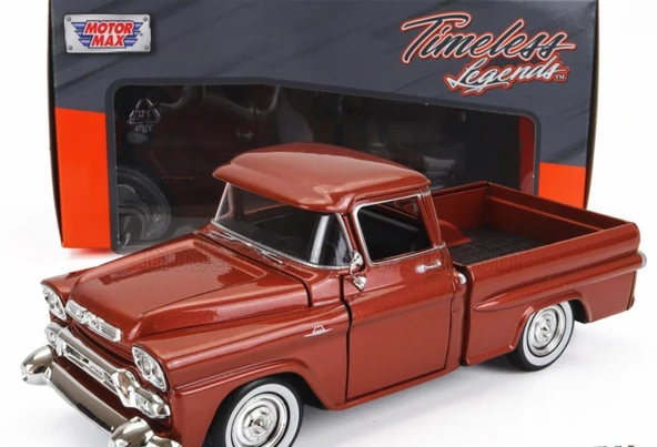 Motor Max Koleksiyon 1 / 24 Ölçek 1958 GMC 100 Pickup Model Metal Araba Kırmızı - Resim 6