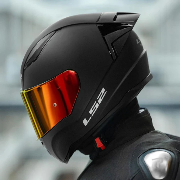 LS2 RAPID 2 R MAT SİYAH MOTOSİKLET KASKI IRIDIUM KIRMIZI VE ŞEFFAF VİZÖR + SPOİLER ürün görseli