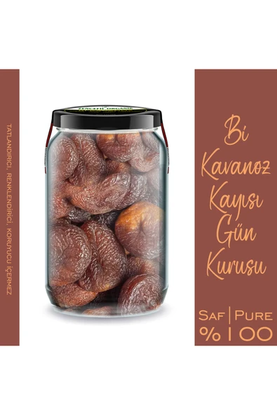 Gün Kurusu Kayısı Kurusu Bi Kavanoz 660 CC. Cam Kavanozda 1. Kalite Katkısız Yeni Mahsül Kuru Kayısı - Resim 2