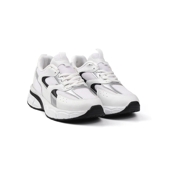 Kadın Beyaz Siyah Sneaker Günlük Ortopedik Spor Ayakkabı ürün görseli 1