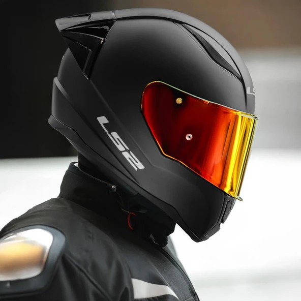 LS2 RAPID 2 R MAT SİYAH MOTOSİKLET KASKI IRIDIUM KIRMIZI VE ŞEFFAF VİZÖR + SPOİLER - Resim 2