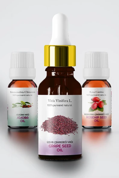 En Sevilen Aromaterapi Sabit Yağlar Paketi No:4 ( Kuşburnu 10ml Jojoba 10ml Üzüm 50 ml )+Sprey Başlık
