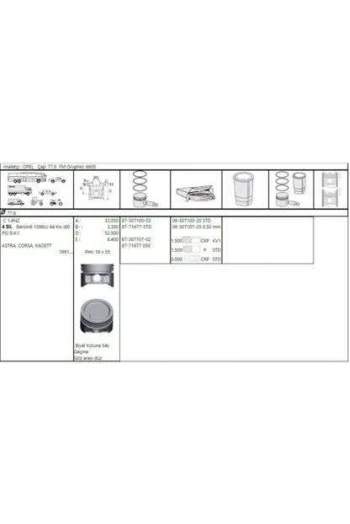 Opel Motor Segman C14nz X14sz X14xe Xel Corsa B Astra F 1.4 8v 1.4 16v 78.60mm 100 (1.5x1.5x3.0) - Akd 222-3526-100 ürün görseli 1