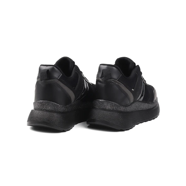 Kadın Siyah Simli Sneaker Hafif Ortopedik Günlük Spor Ayakkabı - Resim 4