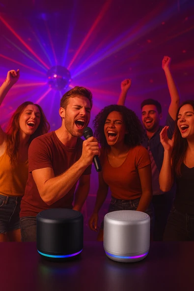 Huawei Pura 70 Uyumlu Bluetooth Hoparlör Ekstra Bass, LED Işıklı, Taşınabilir Mini Hoparlör - Resim 2