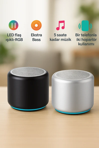 Honor X9c Uyumlu Bluetooth Hoparlör Ekstra Bass, LED Işıklı, Taşınabilir Mini Hoparlör - 3