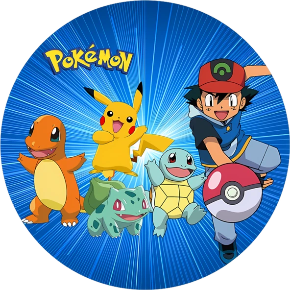 Yenilebilir Yuvarlak Pasta Resim Baskısı 20 cm Şekerli Kağıt Pokemon Temalı 39 ürün görseli