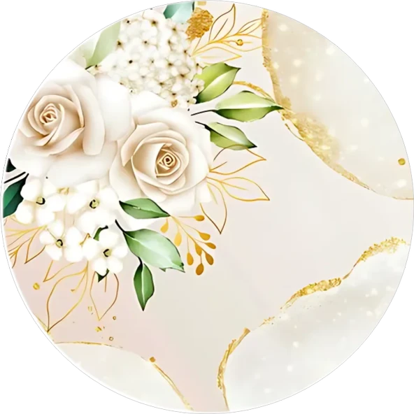Yenilebilir Yuvarlak Pasta Resim Baskısı 20 cm Şekerli Kağıt Gül Temalı 64 ürün görseli