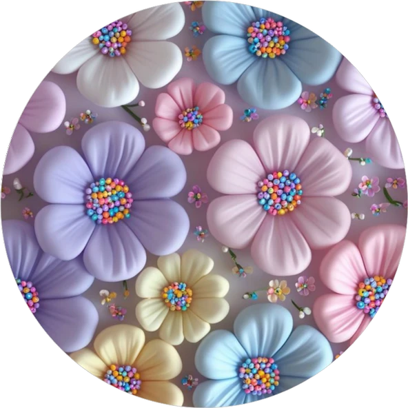 Yenilebilir Yuvarlak Pasta Resim Baskısı 20 cm Şekerli Kağıt Çiçek Temalı 128 ürün görseli