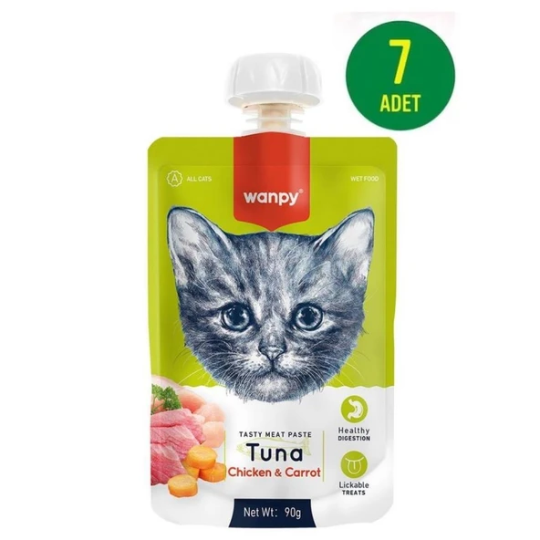 Wanpy Taze Ton Balıklı&Tavuklu  Kedi Et Ezmesi 90 gr X 7 Adet ürün görseli
