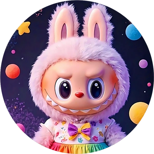 Yenilebilir Yuvarlak Pasta Resim Baskısı 20 cm Şekerli Kağıt Labubu Temalı 95 ürün görseli