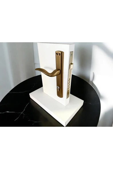 Trim Mat Antik Sarı Aynalı Yale Çelik Kapı Kolu Sol Elle Açılır Tek Taraf (Kilit Hariçtir) - Resim 5