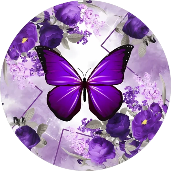 Yenilebilir Yuvarlak Pasta Resim Baskısı 20 cm Şekerli Kağıt Kelebek Temalı 75 ürün görseli