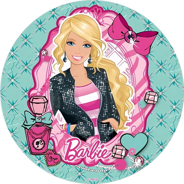 Yenilebilir Yuvarlak Pasta Resim Baskısı 20 cm Şekerli Kağıt Barbie Temalı 28 ürün görseli 1