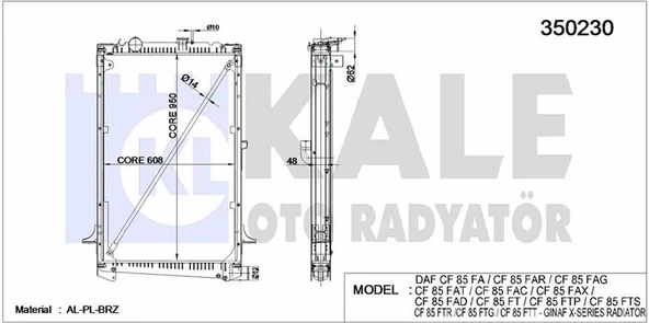 MOTOR SU RADYATORU DAF CF 85 FA / CF 85 FAR / CF 85 FAG / CF 85 FAT / CF 85 FAC / CF 85 FAX / CF 85 - KALE 350230 - 1