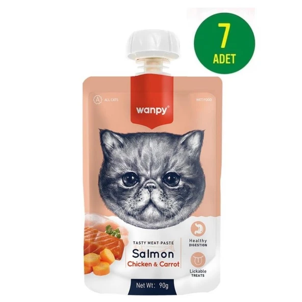 Wanpy Taze Somonlu&Tavuklu  Kedi Et Ezmesi 90 gr X 7 Adet ürün görseli 1