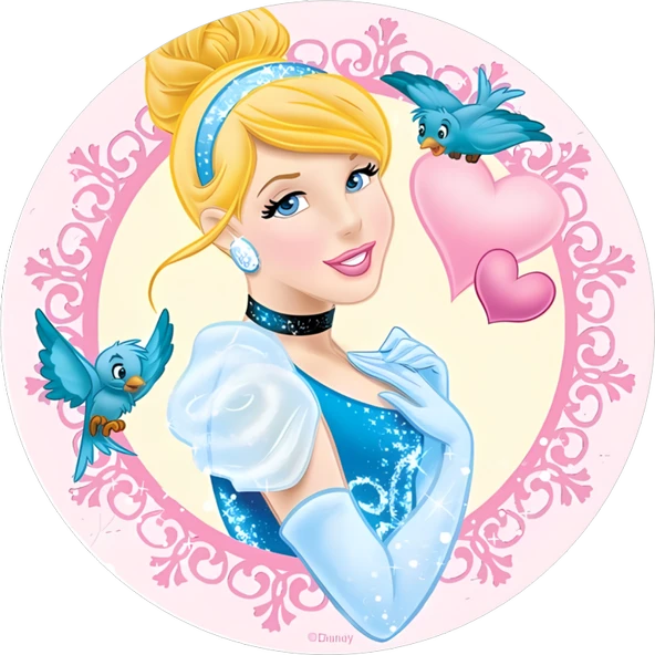 Yenilebilir Yuvarlak Pasta Resim Baskısı 20 cm Şekerli Kağıt Prenses Temalı 30 ürün görseli