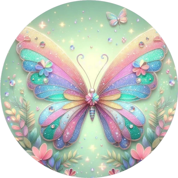 Yenilebilir Yuvarlak Pasta Resim Baskısı 20 cm Şekerli Kağıt Kelebek Temalı 91 ürün görseli